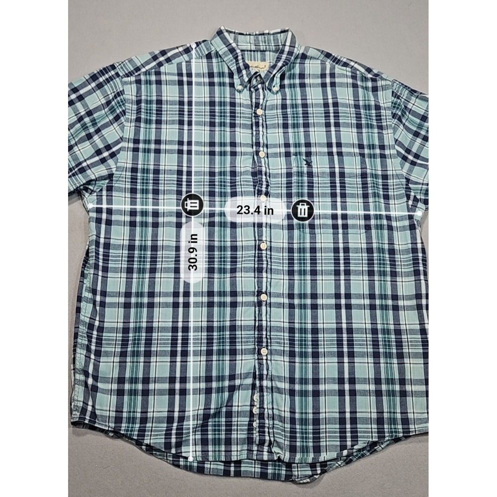 Eddie Bauer VTG Plaid Button Down Shirt Teal Navy Sz L/G